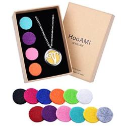 HooAMI Monogram Aromatherapy Essential Oil Diffuser Necklace A to Z Letter Locket Pendant with 24'' Chain + 12 Refill Pads