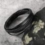 murtoo Mens Leather Bracelet with Magnetic Clasp Cowhide Multi-Layer Braided Leather Mens Bracelet