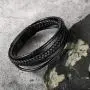 murtoo Mens Leather Bracelet with Magnetic Clasp Cowhide Multi-Layer Braided Leather Mens Bracelet