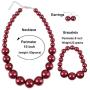 KOSMOS-LI Womens Large Big Simulated Pearl Statement 19'' Necklace Bracelet and Earrings Jewelry Set