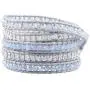 KELITCH Crystal Gray Beaded 5 Wrap Bracelet On Lvory Leather Handmade Jewelry