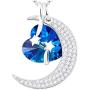 Mothers Day Necklace for Women Birthday Gifts I Love You to the Moon and Back Necklace September Blue sapphire Birthstone Jewelry Heart Moon Pendant