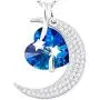 Mothers Day Necklace for Women Birthday Gifts I Love You to the Moon and Back Necklace September Blue sapphire Birthstone Jewelry Heart Moon Pendant