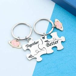 HN HNHB Better Together Couple Keychain Lover Long Distance Relationship Gift Energetic Warm Heart Jewelry Gifts