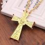 Religious Jesus Crucifix Jeweled Necklace - 18k Gold Plated Jeweled Virgin Mary Pectoral Cross Necklace Zircons Crystals Christian Church Golden Priest Crucifix Orthodox Jewelry Baptism Gift Religious