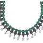 Efulgenz Boho Vintage Antique Ethnic Gypsy Indian Oxidized Silver Crystal Cubic Zirconia Bridal Necklace Earrings Jewelry Set