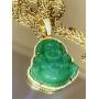 Iced Laughing Buddha Green Jade Pendant Necklace Rope Chain Genuine Certified Grade A Jadeite Jade Hand Crafted, Jade Neckalce, 14k Gold Filled Laughing Jade Buddha Necklace, Jade Medallion