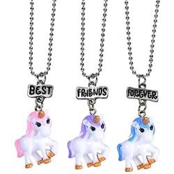 3 Packs Best Friends Forever Kids Resin Pendant BFF Tags Necklaces Set