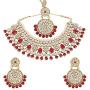 MUCH-MORE Indian Traditional Kundan Bridal Necklace Pearl & Colored Beads Bollywood Style Set for Women