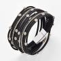 TASBERN Women Leather Wrap Bracelet Stud Beads Crystal Cuff Bracelets Jewelry for Ladies Girls