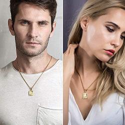 Trendsmax Initial A-Z Letter Pendant Necklace Mens Womens Capital Letter Yellow Gold Plated Stainless Steel Box Chain 22inch