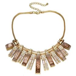 Chunky Collar Statement Necklace For Women,Rhinestone Statement Bib Necklace Gold, Fashion Costume Jewelry Crystal Necklace Large