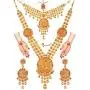 Efulgenz Indian Bollywood Bridal Wedding Kundan Crystal Necklace Earring Maang Tikka Head Chain Nose Ring Bracelet Jewelry Set