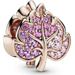 Pandora Jewelry Sparkling Pave Leaf Pandora Rose Charm