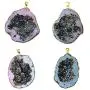 CXD-GEM Natural Agate Titanium Coated Crystal Geode Drusy Gemstone Pendant for Women Hand-Wrapped Pendant for Jewelry CXD-GEM Natural Agate Titanium Coated Crystal Geode Drusy Gemstone Pendant for Women Hand-Wrapped Pendant for Jewelry