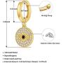 Evil Eye Coin Dangle Hoop Earrings 14K Gold Plated Cubic Zirconia Medallion Pendant Earrings Jewelry Gift for Women