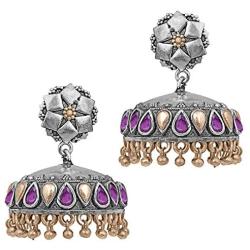 Aheli Tribal Collection Antique Oxidized Stylish Afghan Jhumki Earrings for Women Girls Indian Traditional Jewelry