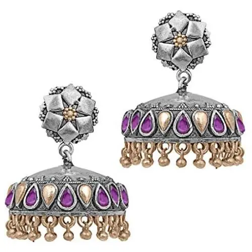 Aheli Tribal Collection Antique Oxidized Stylish Afghan Jhumki Earrings for Women Girls Indian Traditional Jewelry Aheli Tribal Collection Antique Oxidized Stylish Afghan Jhumki Earrings for Women Girls Indian Traditional Jewelry