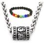 GUNGNEER Meditation Mantra Neckace Stainless Steel Keel Chain Prayer Tibetan Healing Spiritual Jewelry Men Women
