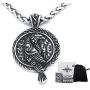 GUNGNEER Viking Raven Necklace for Men Women Odin Cow Jewelry Pagan Wiccan Pendant Stainless Steel Keel Chain Strong Amulet