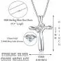 FUNRUN JEWELRY 925 Sterling Silver Cross Pendant Necklace for Women 3-Stone Cubic Zirconia Pendant with 1MM Box Chain, 17.7 FUNRUN JEWELRY 925 Sterling Silver Cross Pendant Necklace for Women 3-Stone Cubic Zirconia Pendant with 1MM Box Chain, 17.7