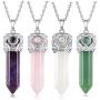 XIANNVXI Healing Crystal Stone Point Pendant Necklace Natural Reiki Quartz Hexagonal Gemstone Jewelry Necklaces for Women