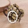 Steampunk Clock Open Rings Punk Goth Steam Gears Adjustable Rings for Men Women Cool Halloween Jewelry Gifts