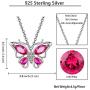 Hipunk 925 Sterling Silver Birthstone Butterfly Jewelry Women Crystal Animal Cute Butterflies Birthday Necklace/Earring/Ring/Bracelet Sets Birth Stone Statement Anniversary Jewellery