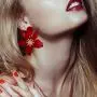 Acrylic Flower Earrings for Women - Big Flower Earrings With Resin - Shell Statement Earrings for Moms, Beloved, Sister or Self (Red Enthusiasm)