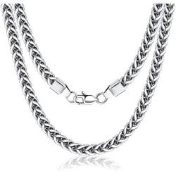 FIBO STEEL 3-6mm Curb Chain Necklace for Men Stainless Steel Biker Punk Style, 16-36 inches