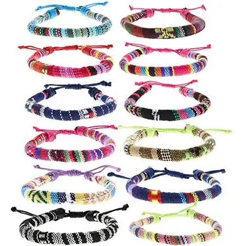 FROG SAC 12 VSCO Bracelets for Teen Girls, VISCO Girl Braided Friendship Bracelets for Women and Men, VSCO Girl Stuff, Boho Woven Rope String Bracelets for Teens, Friendship Bracelet Pack