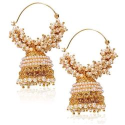YouBella Ethnic Jewelry Bollywood Traditional Indian Pearl Jhumki Earrings for Women and Girls