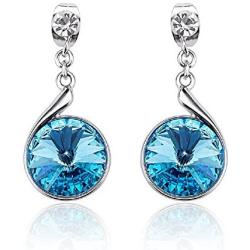 UPSERA Silver Tone Crystals from Swarovski Dangle Drop Earrings
