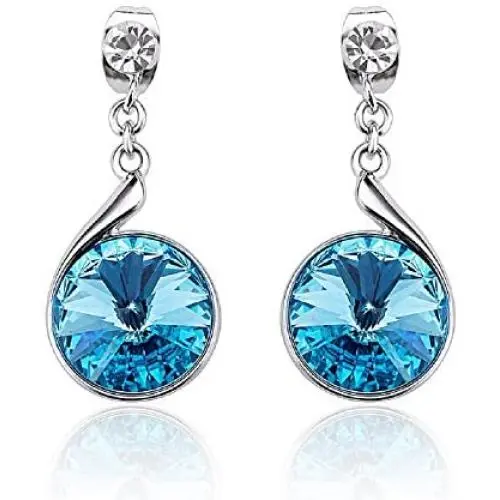 UPSERA Silver Tone Crystals from Swarovski Dangle Drop Earrings UPSERA Silver Tone Crystals from Swarovski Dangle Drop Earrings