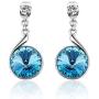 UPSERA Silver Tone Crystals from Swarovski Dangle Drop Earrings