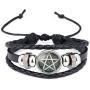 Giwotu Black Occult The Inverted Star Sign Pentagram Satanic Pentagram Star Symbols Glass Beaded Telescopic Bracelets Men Women Jewelry