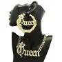 Fashion 21 Womens Statement Queen Necklace, Bamboo Pierced Earring in Gold Tone Fashion 21 Womens Statement Queen Necklace, Bamboo Pierced Earring in Gold Tone