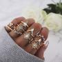 FUTIMELY 47-54Pcs Gold & Silver Knuckle Stacking Rings Set Boho Star Moon Multiple Rings Pack for Teen Girls,Vintage Stackable Joint Midi Finger Rings Set