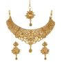 Bindhani Bollywood Jewellery Bridal Bridemaids Wedding Kundan Choker Gold Plated Indian Necklace Earrings Tikka Jewelry Set for Women