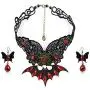 ETERNITY J. Black Lace Skull Gothic Pendant Choker Necklace Earrings Set for Halloween Costume Party ETERNITY J. Black Lace Skull Gothic Pendant Choker Necklace Earrings Set for Halloween Costume Party