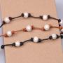 SWEETRAINBOWN Pearls Leather Bracelets for Women,Beaded Handmade Jewelry Genuine Leather Friendship Cuff