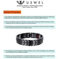USWEL Magnetic Bracelets for Men Pure Titanium Bracelet with 591pcs Minerals, Adjustable