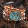 YGLINE Leather Handmade 7 Chakra Yaga Bead Wrap Bracelet Jewelry
