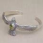 NOVICA Peridot .925 Sterling Silver Eagle Cuff Bracelet Spirit Hawk