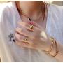 IS ISAACSONG Women Men Gold Beaded Necklace and Beaded Bracelet, Chunky Gold Bead Ball Chain Stainless Steel Jewelry for Women and Men