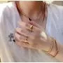 IS ISAACSONG Women Men Gold Beaded Necklace and Beaded Bracelet, Chunky Gold Bead Ball Chain Stainless Steel Jewelry for Women and Men