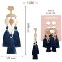 Boho Chic Geomeric Metal with Dangled Color Tassel Long Statement Earrings