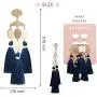 Boho Chic Geomeric Metal with Dangled Color Tassel Long Statement Earrings Boho Chic Geomeric Metal with Dangled Color Tassel Long Statement Earrings