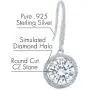 Robert Matthew Jade Silver Dangle Earrings, Pure .925 Sterling Silver with CZ Round Crystal, Dangling Earring Set, CZHalo Earrings, Christmas Jewelry