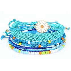 MDFY OEWGRF Handmade Colorful Bracelets Boho Beach Waterproof Adjustable Friendship Bracelet Set for Women Girls